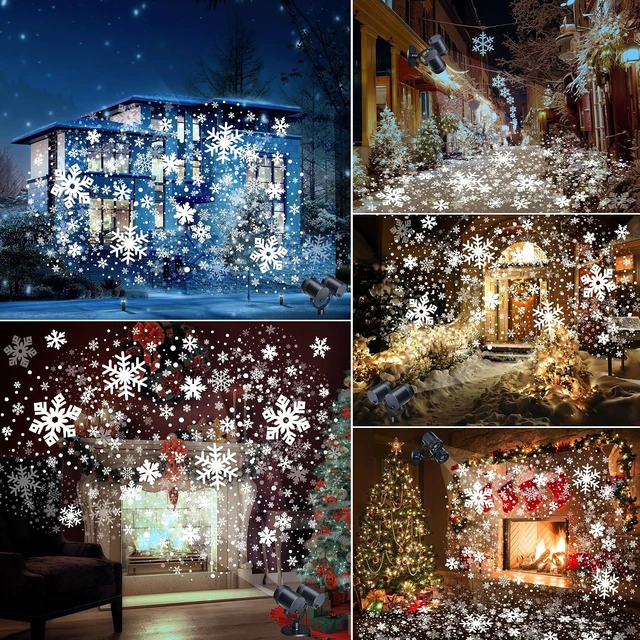 Alt view image 6 of 7 - Toodour Snowflake Christmas Projector Lights Outdoor, Double Head Dynamic Snowflake Projector Lights with Timer, Waterproof Holiday Decorative Lighting- Christmas Light for Yard Wall Indoor Xmas Decor