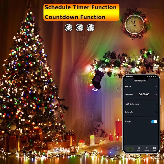 Alt view image 6 of 7 - iBaycon 66FT 200 LED RGB Smart Christmas Lights Outdoor Color Changing