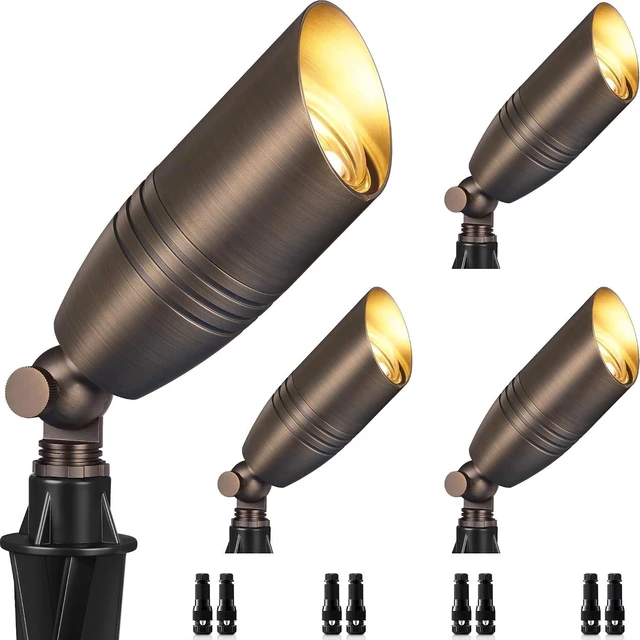 Main image of SUNVIE Solid Brass Low Voltage Landscape Lighting 12V Heavy Duty Outdoor Landscape Spotlights Waterproof without Bulb, Garden Lights Wired Classic Bronze Spot Light Fixture for Yard Tree, 4 Pack