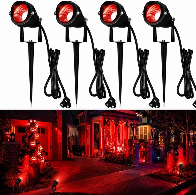 Main image of Rossesay 4 Pcs Halloween Red Spotlight Outdoor Plug in