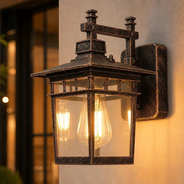 Main image of 13'' Brown Medium Outdoor Wall Light Fixture with Closed Bottom