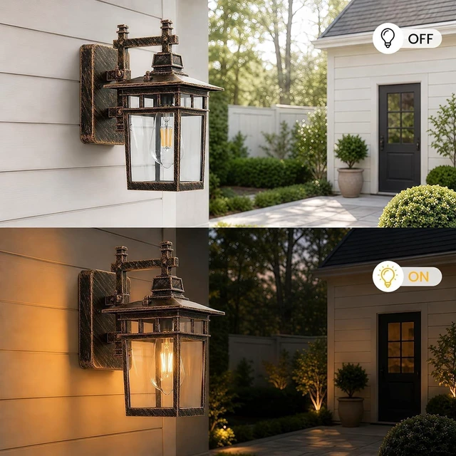 Alt view image 6 of 7 - 13'' Brown Medium Outdoor Wall Light Fixture with Closed Bottom