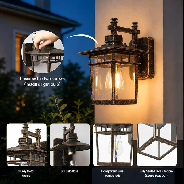 Alt view image 3 of 7 - 13'' Brown Medium Outdoor Wall Light Fixture with Closed Bottom