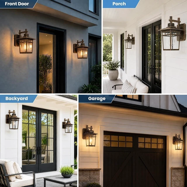 Alt view image 7 of 7 - 13'' Brown Medium Outdoor Wall Light Fixture with Closed Bottom