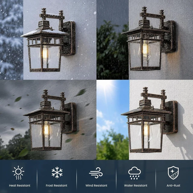 Alt view image 5 of 7 - 13'' Brown Medium Outdoor Wall Light Fixture with Closed Bottom
