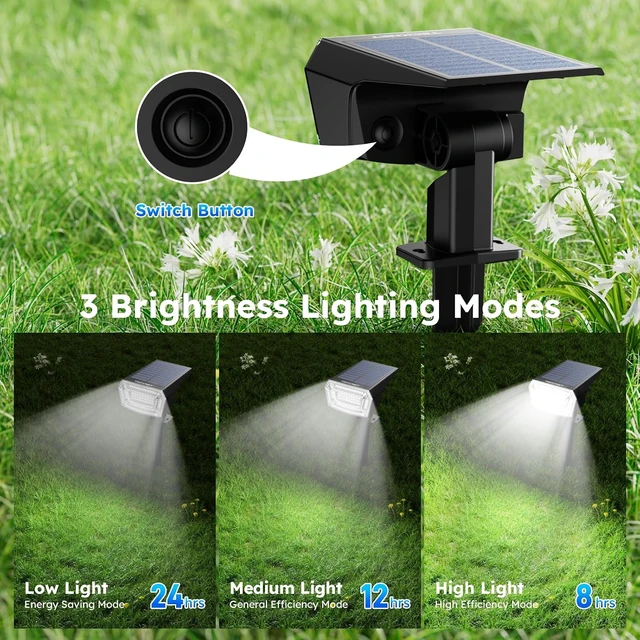 Alt view image 3 of 6 - TECKNET Solar Spot Lights Outdoor Waterproof, 59 LEDs, Cool White, 6 Pack