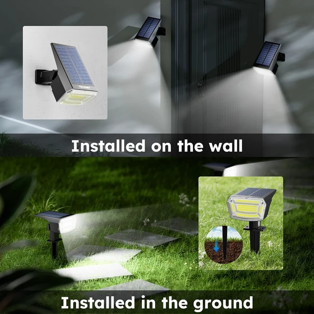 Alt view image 5 of 6 - TECKNET Solar Spot Lights Outdoor Waterproof, 59 LEDs, Cool White, 6 Pack