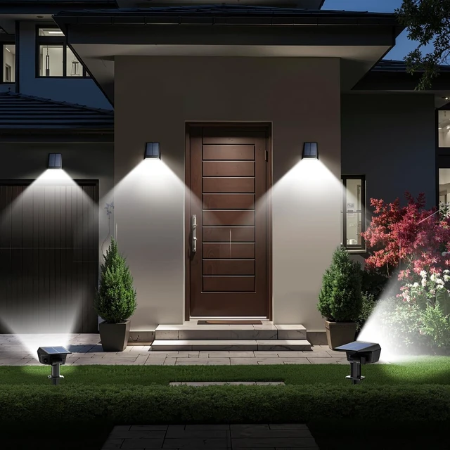 Alt view image 6 of 6 - TECKNET Solar Spot Lights Outdoor Waterproof, 59 LEDs, Cool White, 6 Pack