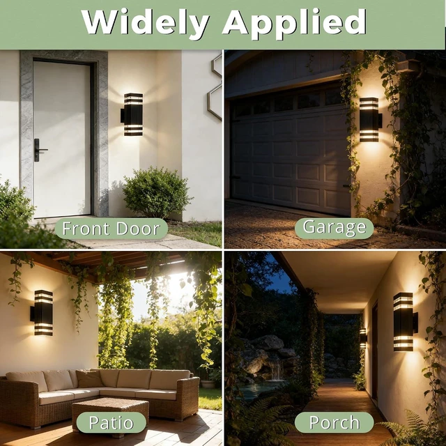 Alt view image 7 of 7 - JYV Square Dusk to Dawn Outdoor Wall Lights 2 Pack, Up and Down, Black