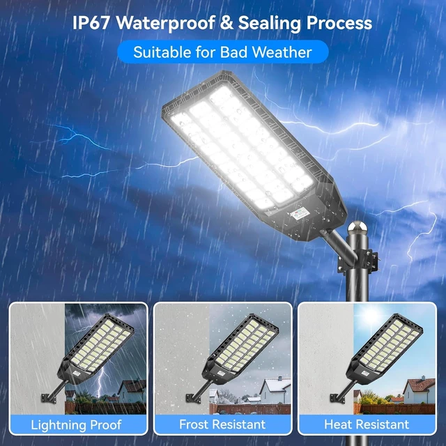Alt view image 3 of 7 - Deepn 12000W Solar Lights Outdoor Waterproof with Motion Sensor, TW030