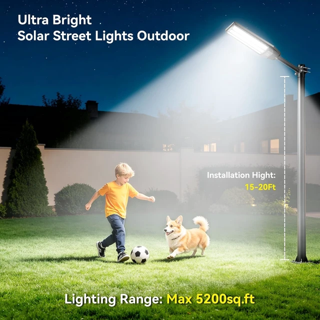 Alt view image 5 of 7 - Deepn 12000W Solar Lights Outdoor Waterproof with Motion Sensor, TW030