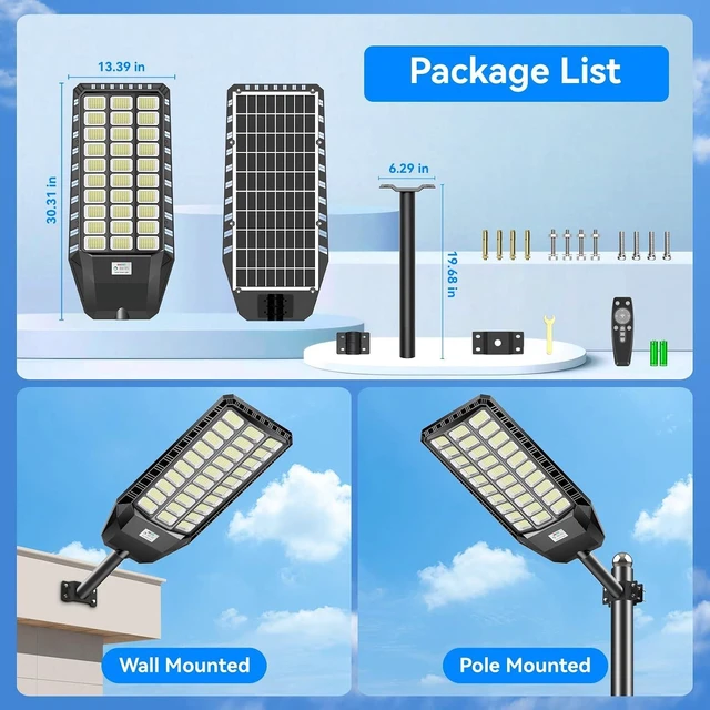 Alt view image 7 of 7 - Deepn 12000W Solar Lights Outdoor Waterproof with Motion Sensor, TW030