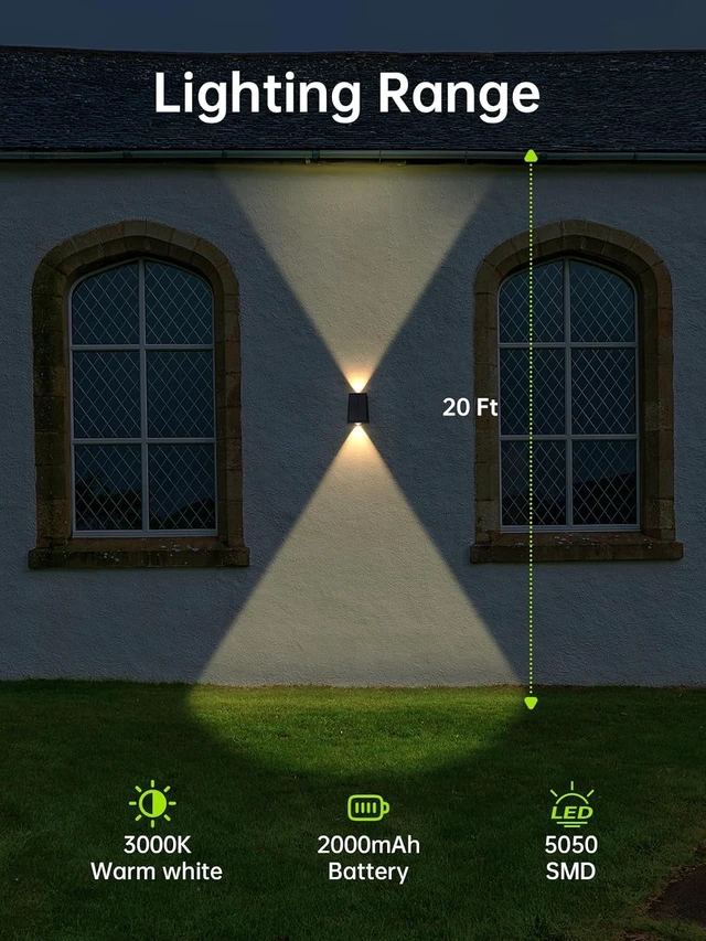 Alt view image 2 of 7 - Solar Wall Lights Outdoor Up Down Waterproof Dusk to Dawn for House, Garage