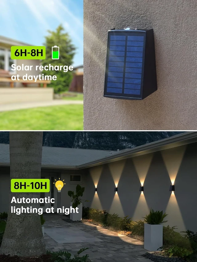 Alt view image 3 of 7 - Solar Wall Lights Outdoor Up Down Waterproof Dusk to Dawn for House, Garage