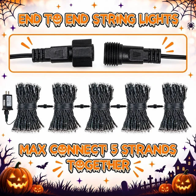 Alt view image 6 of 7 - OZS Connectable 2-Pack 164Ft 400LED Halloween String Lights, Purple&Orange