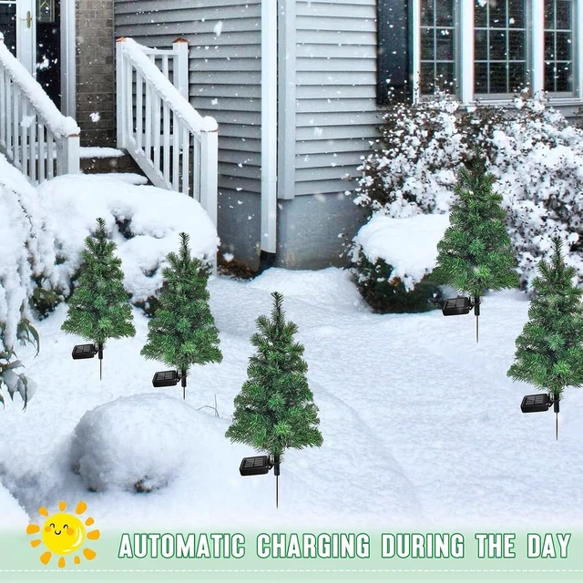 Alt view image 3 of 7 - 6PCS Solar Christmas Tree Garden Stake Lights Waterproof Christmas Decorations Tree Lights Outdoor Xmas Tree Light Christmas décor Pathway Lights Patio Yard6PCS