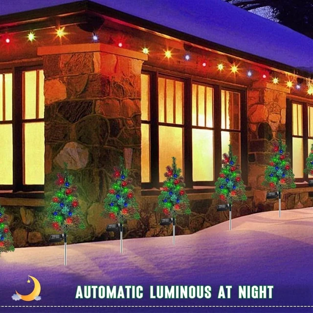 Alt view image 4 of 7 - 6PCS Solar Christmas Tree Garden Stake Lights Waterproof Christmas Decorations Tree Lights Outdoor Xmas Tree Light Christmas décor Pathway Lights Patio Yard6PCS