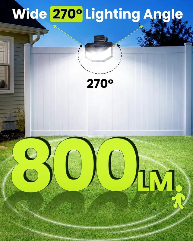 Alt view image 3 of 7 - Clip on Solar Lights Outdoor with Motion Sensor, 800LM & 270° Wide Angle Solar Fence Lights Outdoor Waterproof with 115 LEDs, 3 Modes & Portable Security Lights for Chain Link Patio Deck Yard (2Pack)