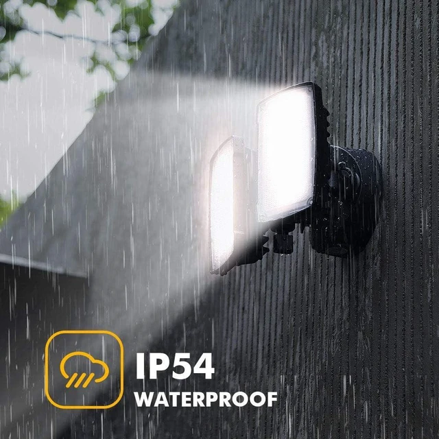 Alt view image 5 of 7 - LUTEC LED 3500 Lumen 32W 5000K Integrated Dual-Head Floodlight Outdoor Dusk to Dawn Waterproof Exterior Security Wall Light for Patio Garden Yard