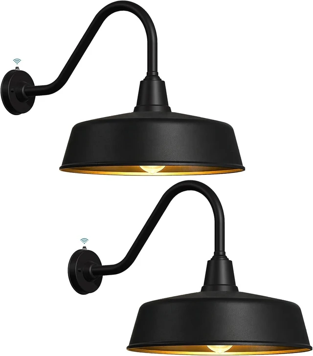 Main image of JOESA 15" Large Outdoor Barn Lights, Dusk to Dawn Gooseneck, 2-Pack