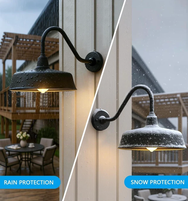 Alt view image 5 of 7 - JOESA 15" Large Outdoor Barn Lights, Dusk to Dawn Gooseneck, 2-Pack