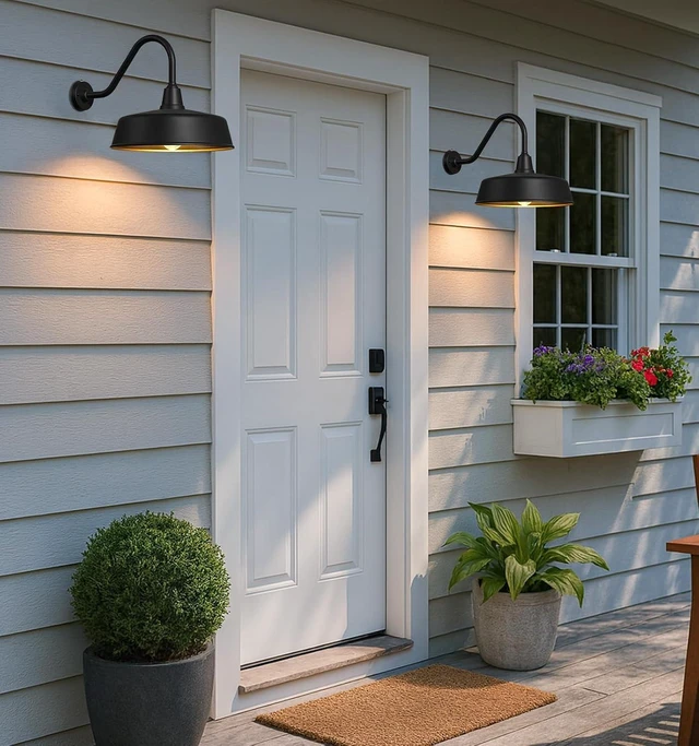 Alt view image 7 of 7 - JOESA 15" Large Outdoor Barn Lights, Dusk to Dawn Gooseneck, 2-Pack