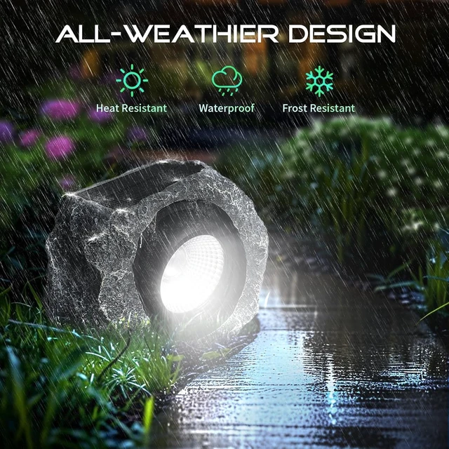 Alt view image 3 of 6 - Solar Rock Lights Outdoor, Gray Faux Rock Landscape Spotlight for Yard