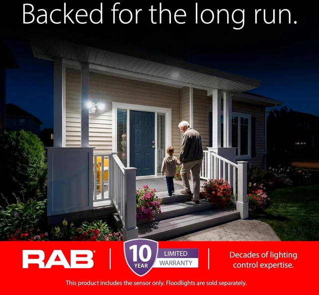 Alt view image 6 of 6 - RAB Lighting STL360W Outdoor Motion Sensor Light Control 360 Degree Plus 180 Detection Directly Below, Dusk to Dawn Photocell, Evening Timer, 6000V Surge, Hardwired 120V Commercial Grade, White