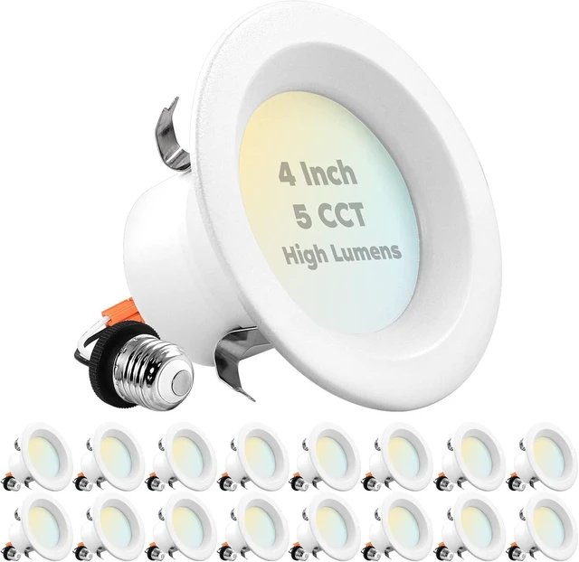 Main image of LUXRITE 4 Inch LED Recessed Can Lights, 14W=75W, 950 Lumens CRI 90, 16 Pack