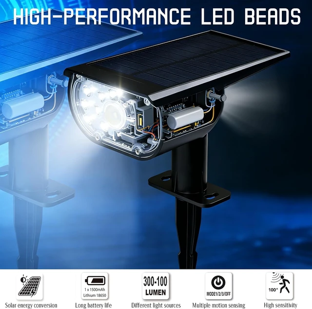 Alt view image 7 of 7 - Dazzle Bright Solar Spot Lights Outdoor, Waterproof Spotlights