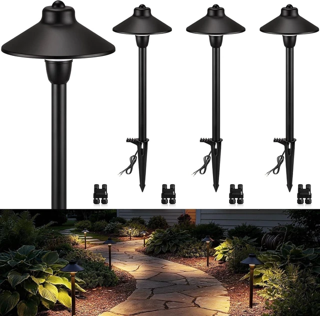 Main image of SUNVIE 4-Pack 6" Low Voltage Pathway Lights 3W Aluminum 3000K Black