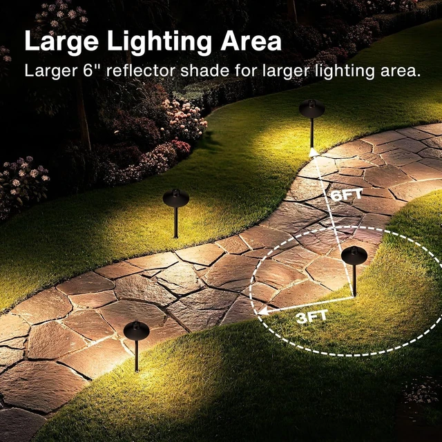 Alt view image 4 of 7 - SUNVIE 4-Pack 6" Low Voltage Pathway Lights 3W Aluminum 3000K Black