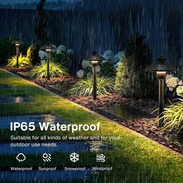 Alt view image 3 of 7 - SUNVIE 4-Pack 6" Low Voltage Pathway Lights 3W Aluminum 3000K Black