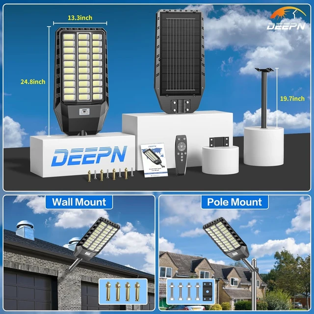 Alt view image 6 of 7 - Deepn 9000W Solar Lights Outdoor with Motion Sensor & Dusk to Dawn,TW030C
