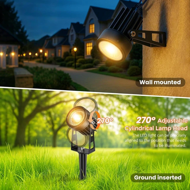 Alt view image 6 of 7 - Plug and Play Low Voltage Landscape Lighting Kit, 8-Pack Wired Landscape Lights with Transformer, Warm White Waterproof Outdoor LED SpotLights for Yard, Garden, Pathway, Tree
