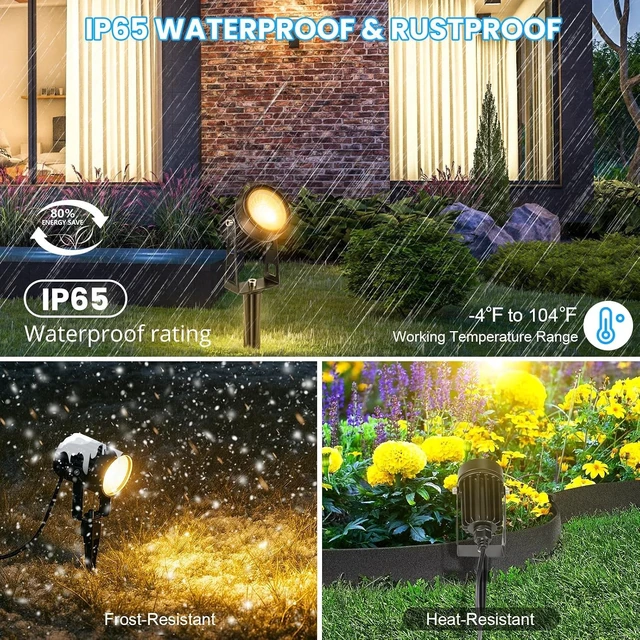 Alt view image 7 of 7 - Plug and Play Low Voltage Landscape Lighting Kit, 8-Pack Wired Landscape Lights with Transformer, Warm White Waterproof Outdoor LED SpotLights for Yard, Garden, Pathway, Tree
