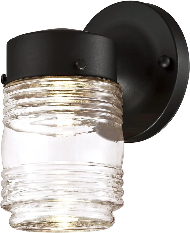 Main image of Design House 587246 Jelly Jar Indoor/Outdoor Integrated LED Wall Light, Black