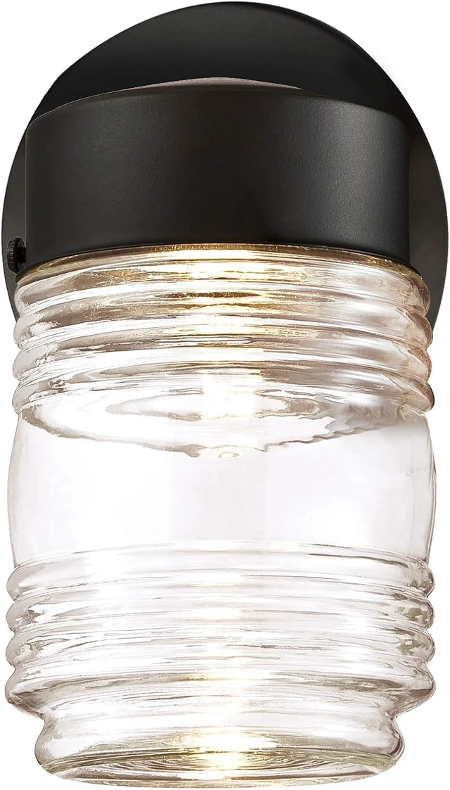 Alt view image 2 of 7 - Design House 587246 Jelly Jar Indoor/Outdoor Integrated LED Wall Light, Black