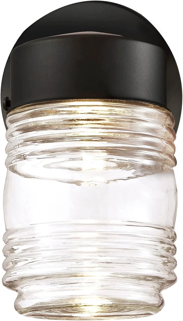 Alt view image 7 of 7 - Design House 587246 Jelly Jar Indoor/Outdoor Integrated LED Wall Light, Black