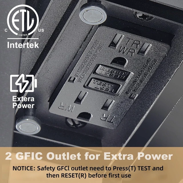 Alt view image 3 of 7 - Porch Lights with GFCI Outlet with Remote