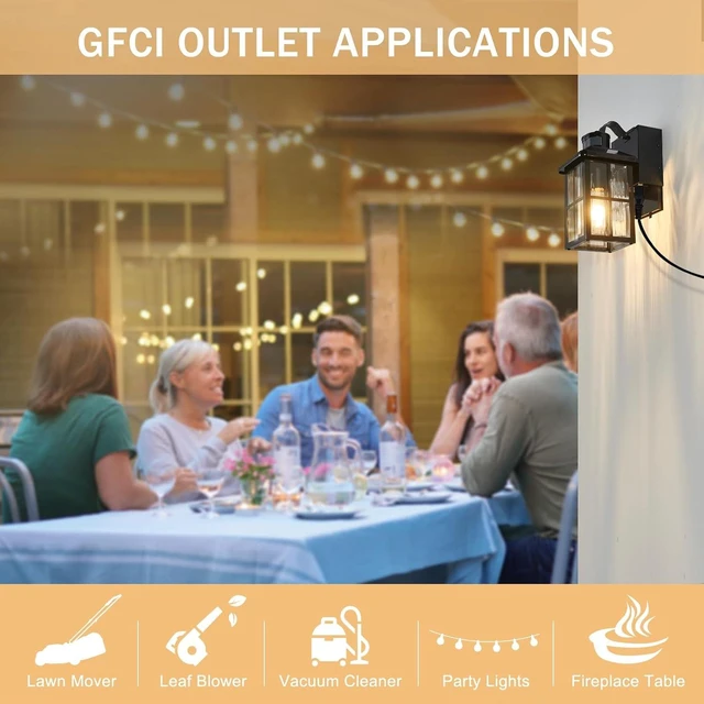 Alt view image 7 of 7 - Porch Lights with GFCI Outlet with Remote