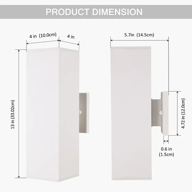 Alt view image 5 of 6 - Cerdeco 13" White Square Modern Outdoor Wall Light Exterior Wall Sconce