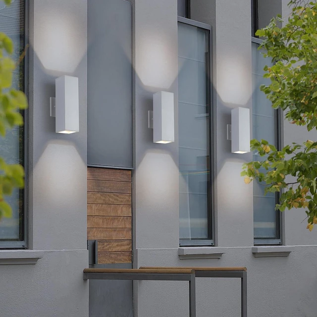 Alt view image 6 of 6 - Cerdeco 13" White Square Modern Outdoor Wall Light Exterior Wall Sconce