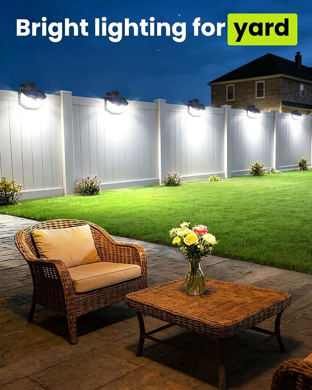 Alt view image 7 of 7 - Clip on Solar Lights Outdoor with Motion Sensor, 800LM & 270° Wide Angle Solar Fence Lights Outdoor Waterproof with 115 LEDs, 3 Modes & Portable Security Lights for Chain Link Patio Deck Yard (2Pack)