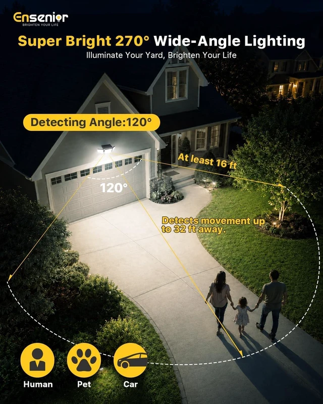 Alt view image 5 of 7 - Ensenior Solar Motion Sensor Flood Light with Remote, Black, 3-Pack