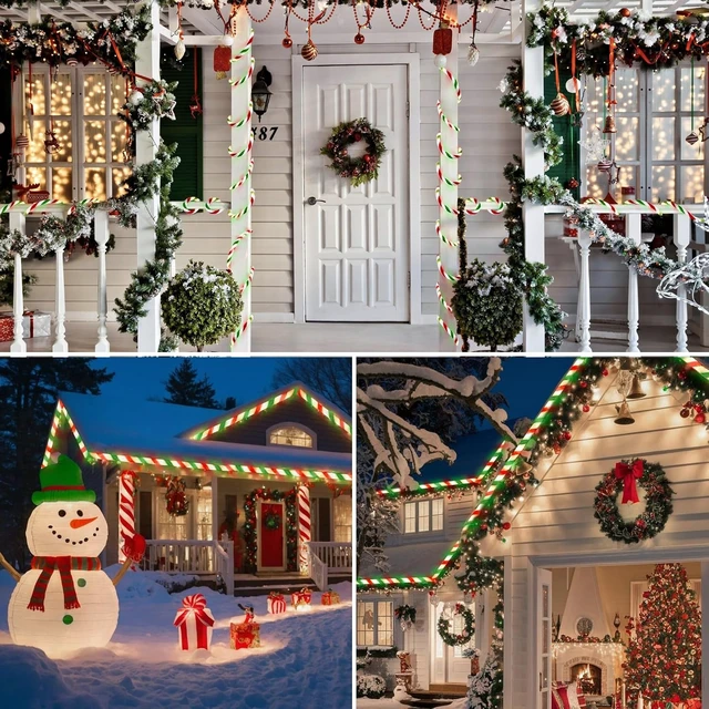 Alt view image 6 of 7 - Toodour Christmas Candy Cane Lights, 50ft 360 LED Candy Cane Rope Lights Outdoor with 8 Modes, Connectable, Timer, Waterproof Red White Green Christmas Light for Garden Patio Bedroom Party Xmas Decor