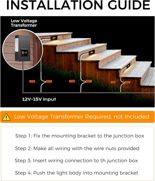 Alt view image 6 of 7 - CLOUDY BAY 12V Low Voltage 3 Color Indoor and Outdoor LED Step Light,3000K/4000K/5000K Deck Lights,Stair Light,Oil Rubbed Bronze,Wet Location(Low Voltage Transformer is Required)