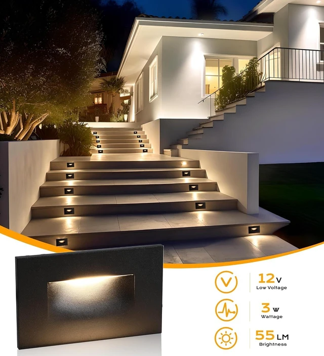 Alt view image 7 of 7 - CLOUDY BAY 12V Low Voltage 3 Color Indoor and Outdoor LED Step Light,3000K/4000K/5000K Deck Lights,Stair Light,Oil Rubbed Bronze,Wet Location(Low Voltage Transformer is Required)