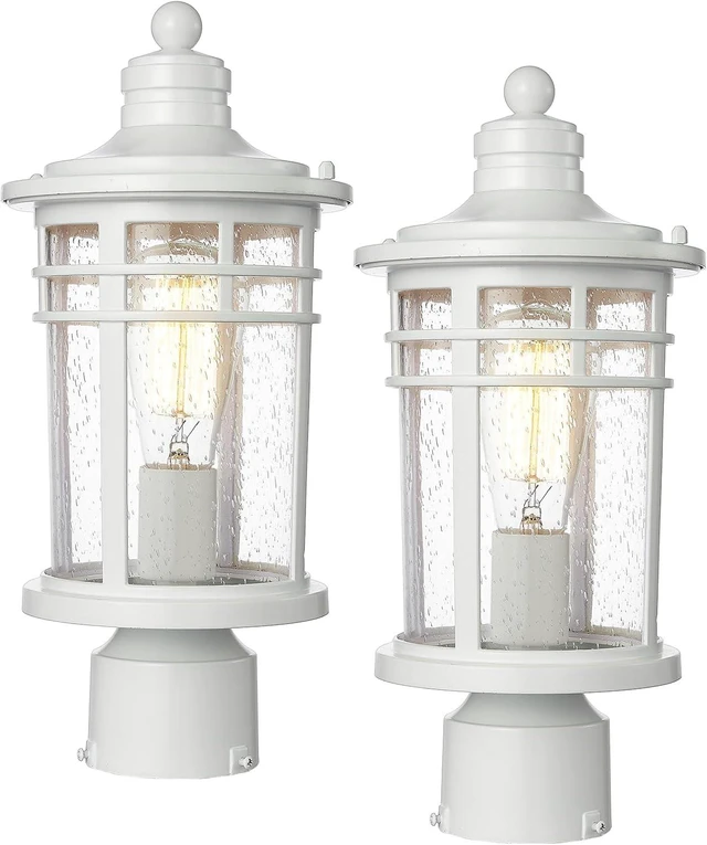 Main image of Darkaway Outdoor Post Lights Lamp Posts Outdoor Lighting, Waterproof Aluminum Post Lights Outdoor Light Fixtures with Glass, Light Posts for Outside Patio Yard (2 Pack, White)
