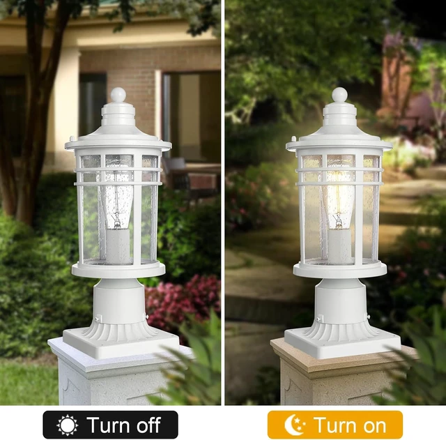 Alt view image 5 of 7 - Darkaway Outdoor Post Lights Lamp Posts Outdoor Lighting, Waterproof Aluminum Post Lights Outdoor Light Fixtures with Glass, Light Posts for Outside Patio Yard (2 Pack, White)